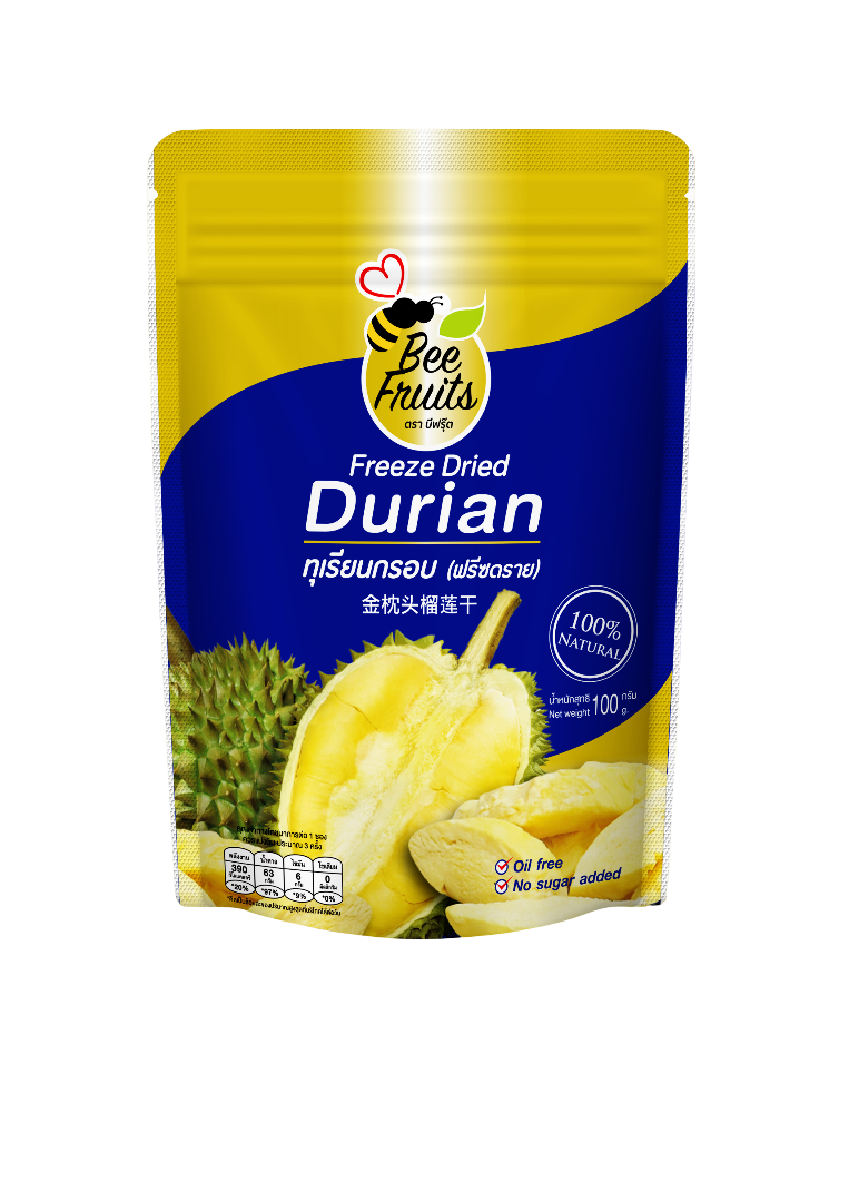 ทุเรียนฟรีซดราย ตราบีฟรุ๊ต ขนาด 100 กรัม